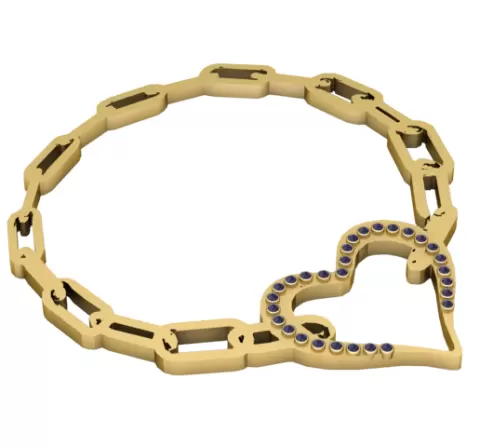 3D Printable Heart and Chain Bracelet