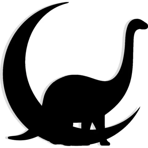 Brontosaurus with its neck curving into a crescent moon 3 - 2D/3D Wall Art STL+SVG For CNC Router, Plasma, Waterjet, Laser & 3D Printer