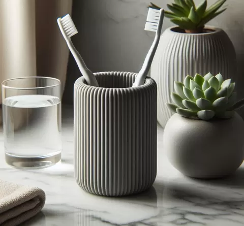 Modern Ribbed Toothbrush & Toothpaste Holder