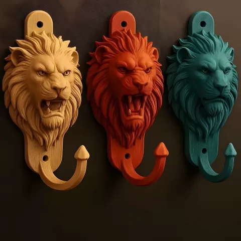 Lion Head Wall Mounts Set - Craftitect