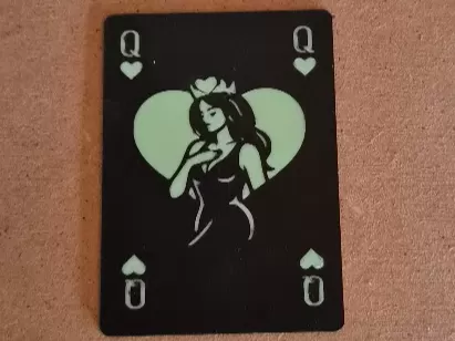 Queen of hearts glow in the dark playing card
