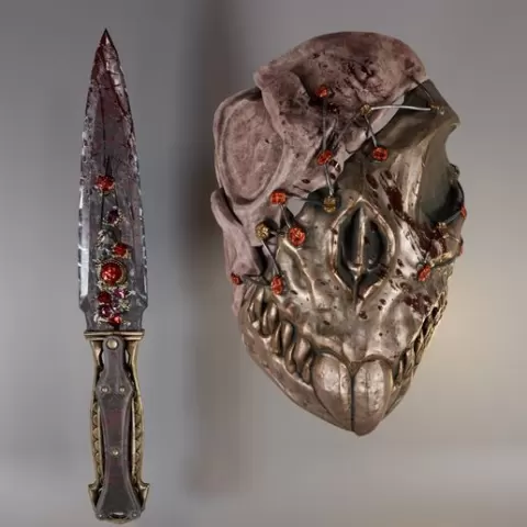 The Legion (Susie) - New Year Shoplifter Cosplay Mask & Knife - Dead By Daylight