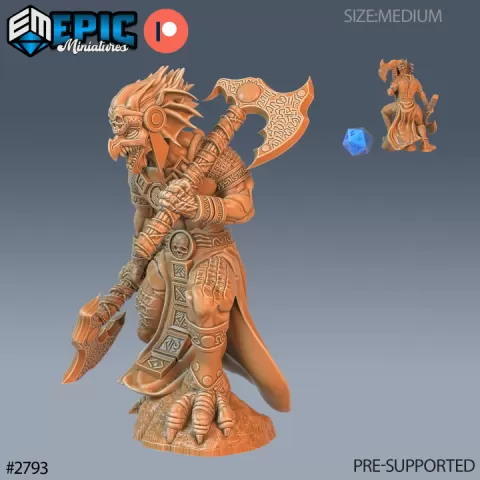 Dragon Kobold Axes / Draconic War Lizard / Armored Reptile Servant / Dragonkin / Dragonborn Warrior by Epic-Miniatures