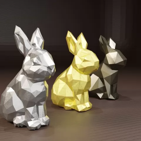 Cute Low Poly Rabbit - 3 numbers of faces