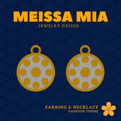 Symbols of Elegance – 3D Print File for Samurai Crest Earrings & Necklace - Japanese Samurai Family Earring - Kamon Coat of Arm Necklace - Girl's Insignia Fashion Trend