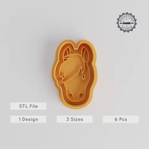 Horse Shape Cutter & Stamp, Farm Animal Cookie Cutter Set, 3 Sizes S/M/L, Perfect for Fondant & Baking