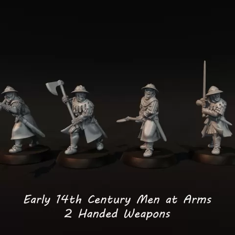 Early 14th century men at arms with 2 Handed weapons by Medbury Miniatures