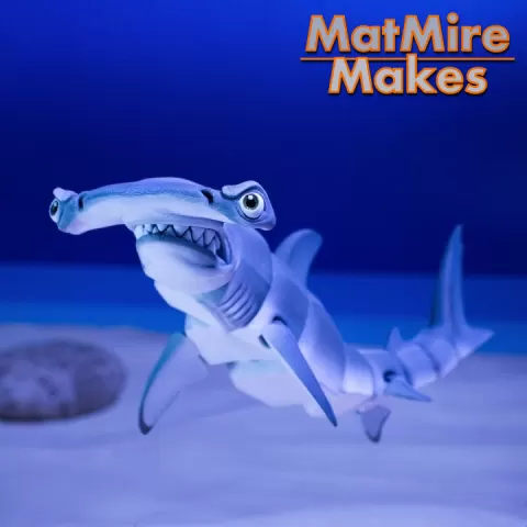 Hammerhead Shark Articulated Toy, Print-In-Place Body, Snap-Fit Head, Cute Flexi by MatMire Makes