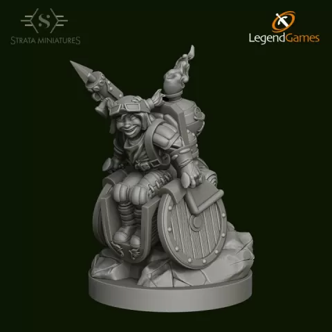 Dungeons and Diversity Gnome Articifer Wheelchair figure from Strata Miniatures by Legend Games