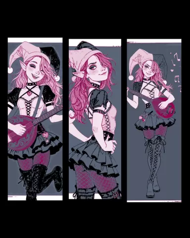 A lovely bard sings, dances and strums to all to the world - Set of bookmarks