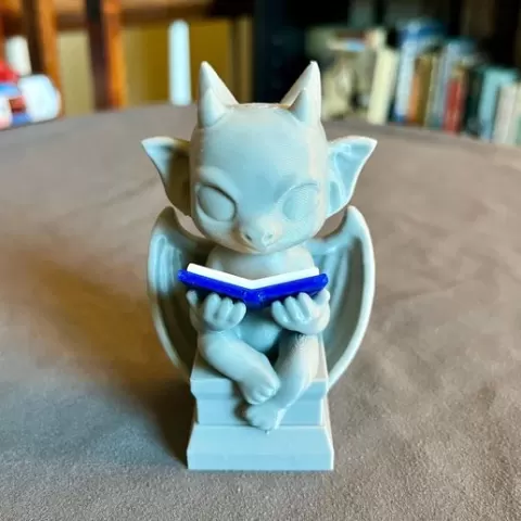 Chibi Reading Gargoyle Spooky Bookshelf Decor