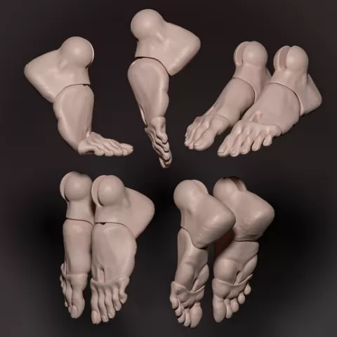 3D Printable BJD Doll Legs STL | Ball Jointed Doll Parts | Articulated Feet 3D Model | DIY Doll Making | Resin/FDM Print Doll Joints