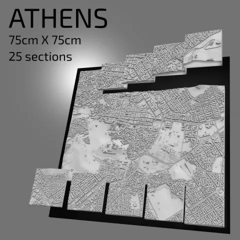 3D Athens | Digital Files | 3D STL File | Athens 3D Map | 3D City Art | 3D Printed Landmark | Model of Athens Skyline | 3D Art by 3DCityframes