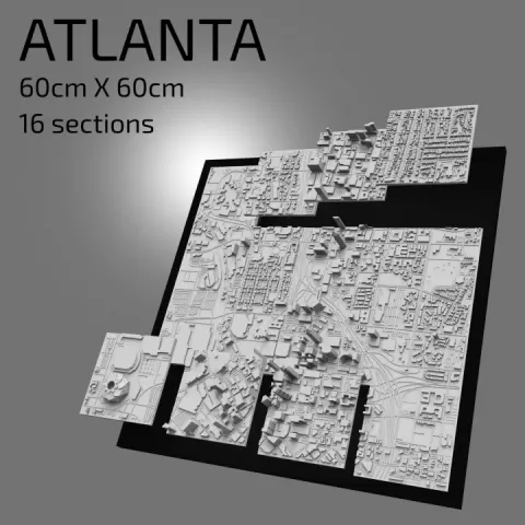 3D Atlanta | Digital Files | 3D STL File | Atlanta 3D Map | 3D City Art | 3D Printed Landmark | Model of Atlanta Skyline | 3D Art by 3DCityframes