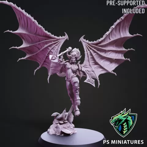 Drow Demonic Harpy Pose 2 - Includes Pinup Variant by PSMiniatures