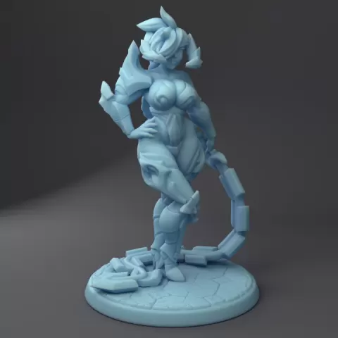 Dark Waverendor, Black Dragon Mistress ( Female Dragon Visage / Black Dragonkin with Whip ) by Twin Goddess Miniatures