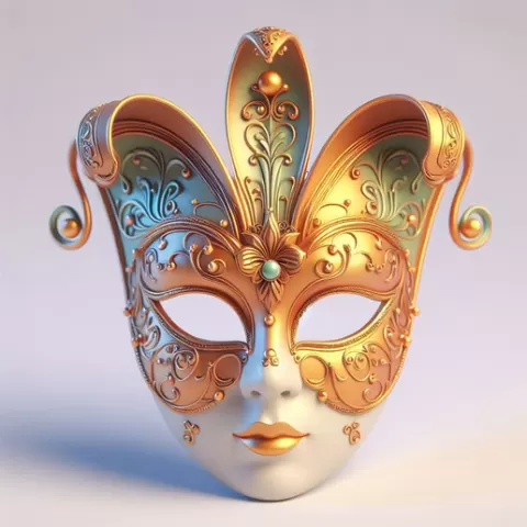 2067 Venetian Carnival Mask Color 3D Model, Halloween, troll, spider, mask, gothic, gorgon, bat, monster, wizard, witch, werewolf, horror, beast, skeleton, skull, venetian, carnival, STL, DND, ARTE, art