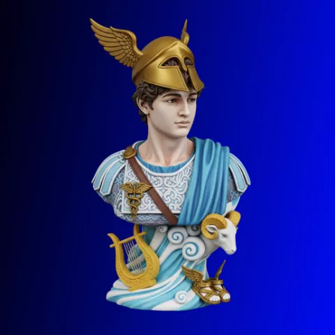 Hermes 3D Model STL File – Messenger of the Gods & God of Travelers Statue – Greek Mythology Deity 3D Print – Digital Download – Printable Sculpture
