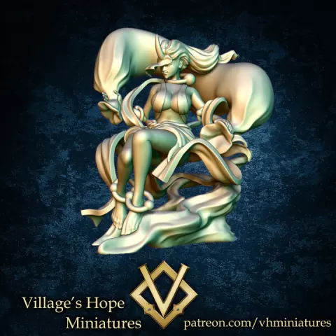 Fujin ,Goddess of Wind Storm (75&35mm. scale) by Village's Hope Miniatures