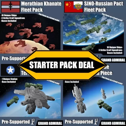 SCI-FI Ships Fleet Packs and Terrain Packs - Starter Pack Deal - Presupported by Grand Fleet Admiral Tabletop