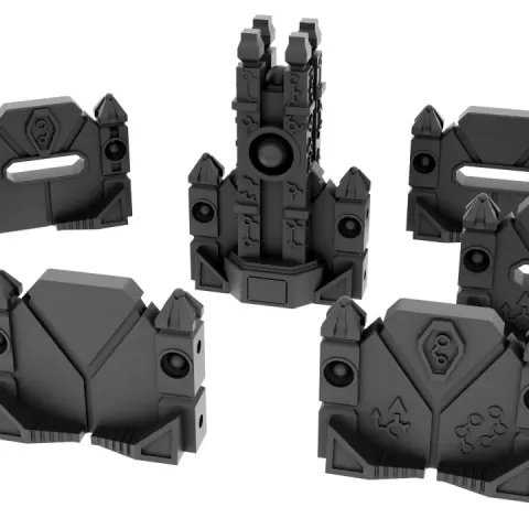 Undying lords defence walls/barricades and energy towers tabletop terrain by Lex Addams
