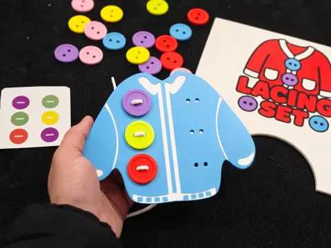 Sweater Button Lacing Set with Storage Box