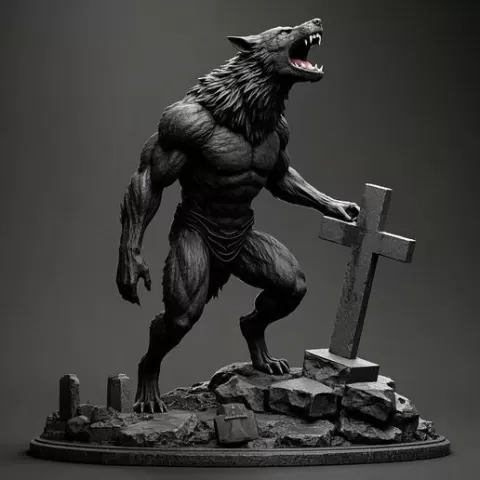 1869 COLORFUL Werewolf Howling - 3D Model, beast, magic, creature, fantasy, wood, base, sword, warrior, wild, cat, monster, dog, godzilla, fair, witch, werewolf, horror, beast, gothic, troll