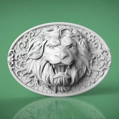 Lion Head Bas Relief