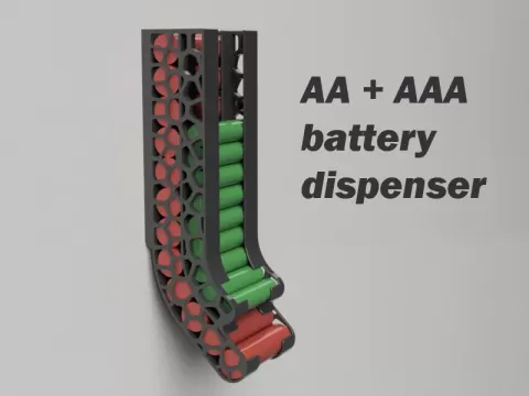 Battery holder for AA + AAA, wall mounted dispenser