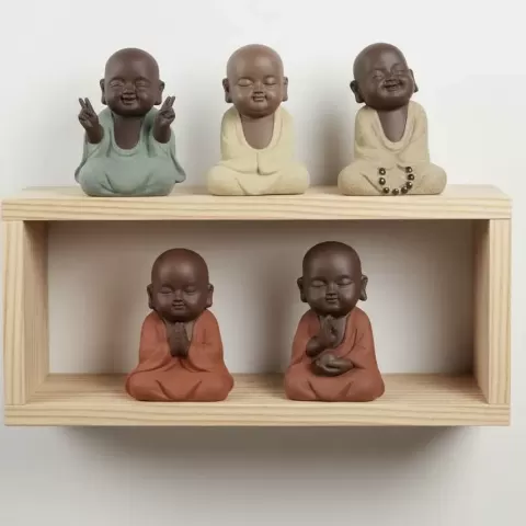 Kit of 5 Mini Zen Baby Buddhas of Happiness and Wisdom - Dec - Cahdesigner