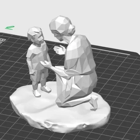 Mutter & Sohn als Polygonskulptur