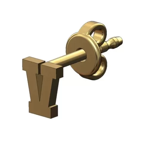 V letter varsity font stud earring 3d print model