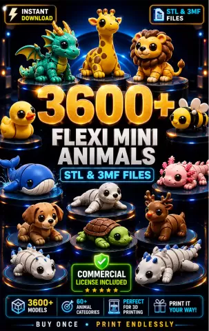 Flexi Mini Animals STL & 3MF Bundle, Keychains