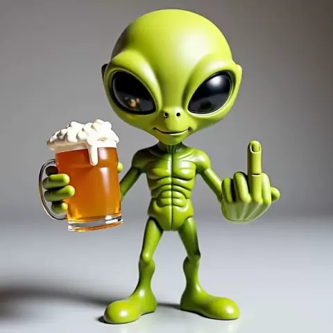 Rebel alien with beer - Cahdesigner