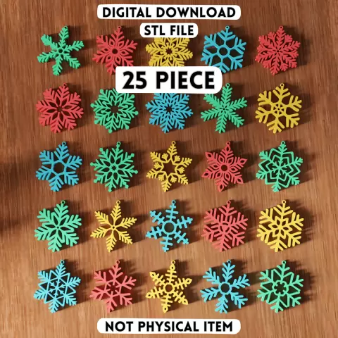25 Pcs Snowflake Tree Ornament Bundle