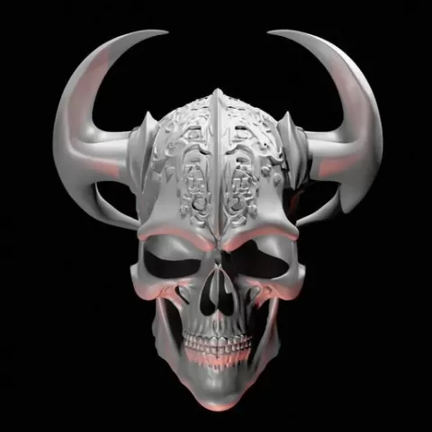 Stylized Fantasy Skull - STL File for 3D Printing, 3d print, demon, horror, fantasy, horns, STL, printable, 3DPRINTING, SHOPLOCAL