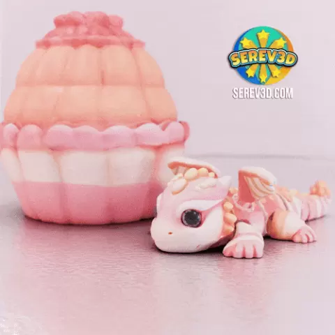 Marshmallow Twist Dragon - Fantasy Dragon - Articulated Flexi Model - No Supports 3D Print STL/3MF