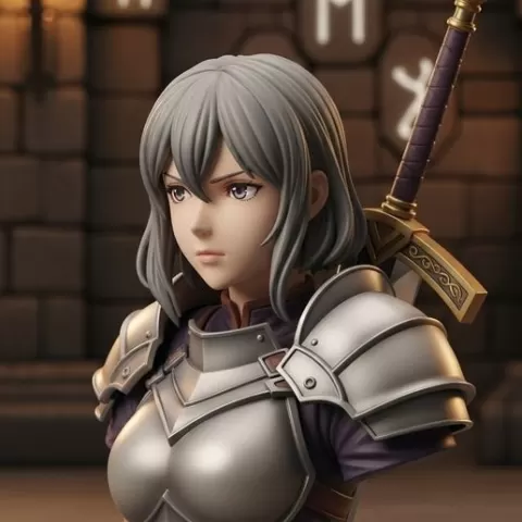 Bust of Fantasy Female Knight - Anime Style Fan Art