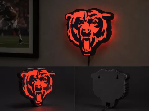 Chicago Bears LED Light Box | Multi-Color 3D Printable STL