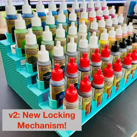 Modular holder/rack for miniature paints and brushes