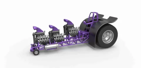 Pulling tractor with 3 engines V8 Version 1 Scale 1:25 - 3DTechDesign