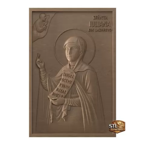 Saint Juliana – Religious CNC Wood Carving Relief STL for Router & 3D Printing
