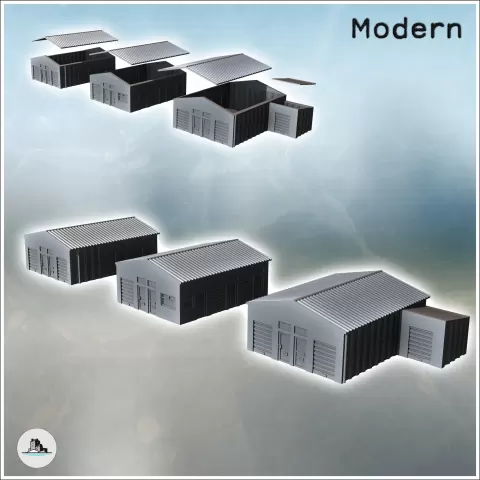 Set of three tin roof sheds with annex (10) - miniatures war - Hartolia Miniatures
