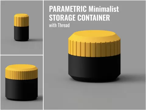 Parametric Minimalist Storage Container with Thread