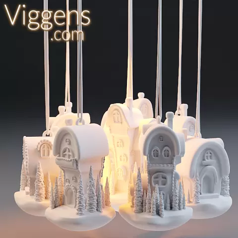 Bundle of Christmas homes - pendants/standing decorations - Resin & FDM by Wojciech Pachocki