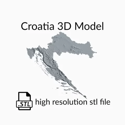 Croatia Country Topographic Map - 3D Terrain Elevation - Relief Map - Topography of Croatia by Robin Schmezko