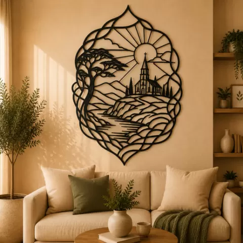 Church Landscape 2D Wall Art