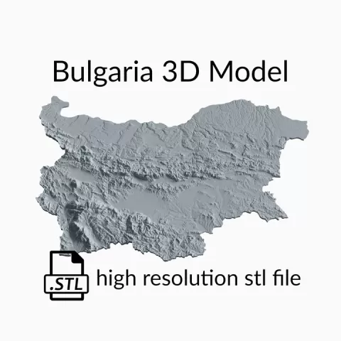 Bulgaria Country Topographic Map - 3D Terrain Elevation - Relief Map - Topography of Bulgaria by Robin Schmezko