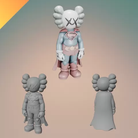 Superman KAWS – STL, OBJ, and GLB 3D Print Model