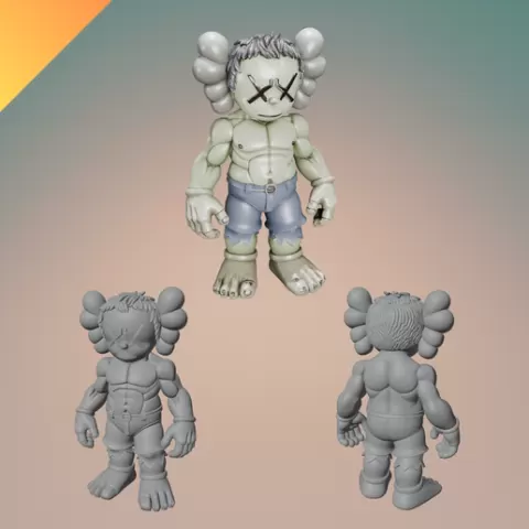 Hulk KAWS – STL, OBJ, and GLB 3D Print Model